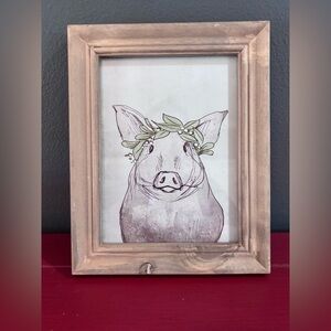 Nicole Tamarin Pig Wooden Framed Artwork Picture Canvas